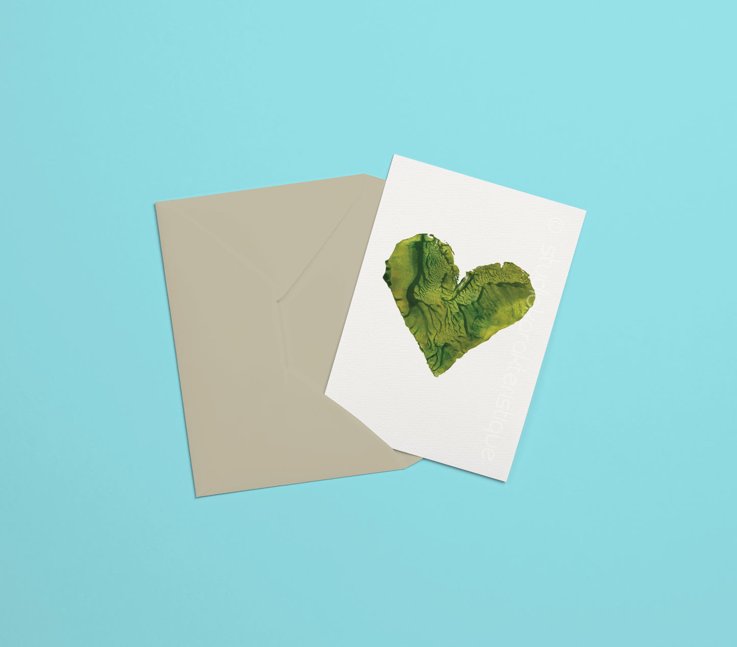 Groen hart met envelop - A5-print - Studio Karakteristique