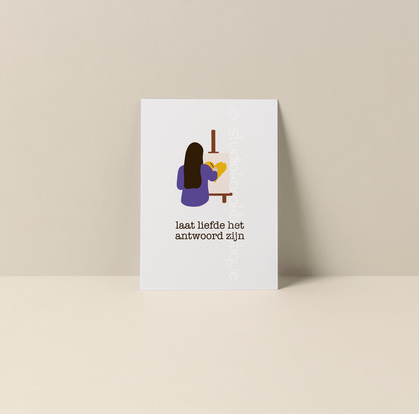Laat liefde het antwoord zijn - geel & paars - A5-print - Studio Karakteristique