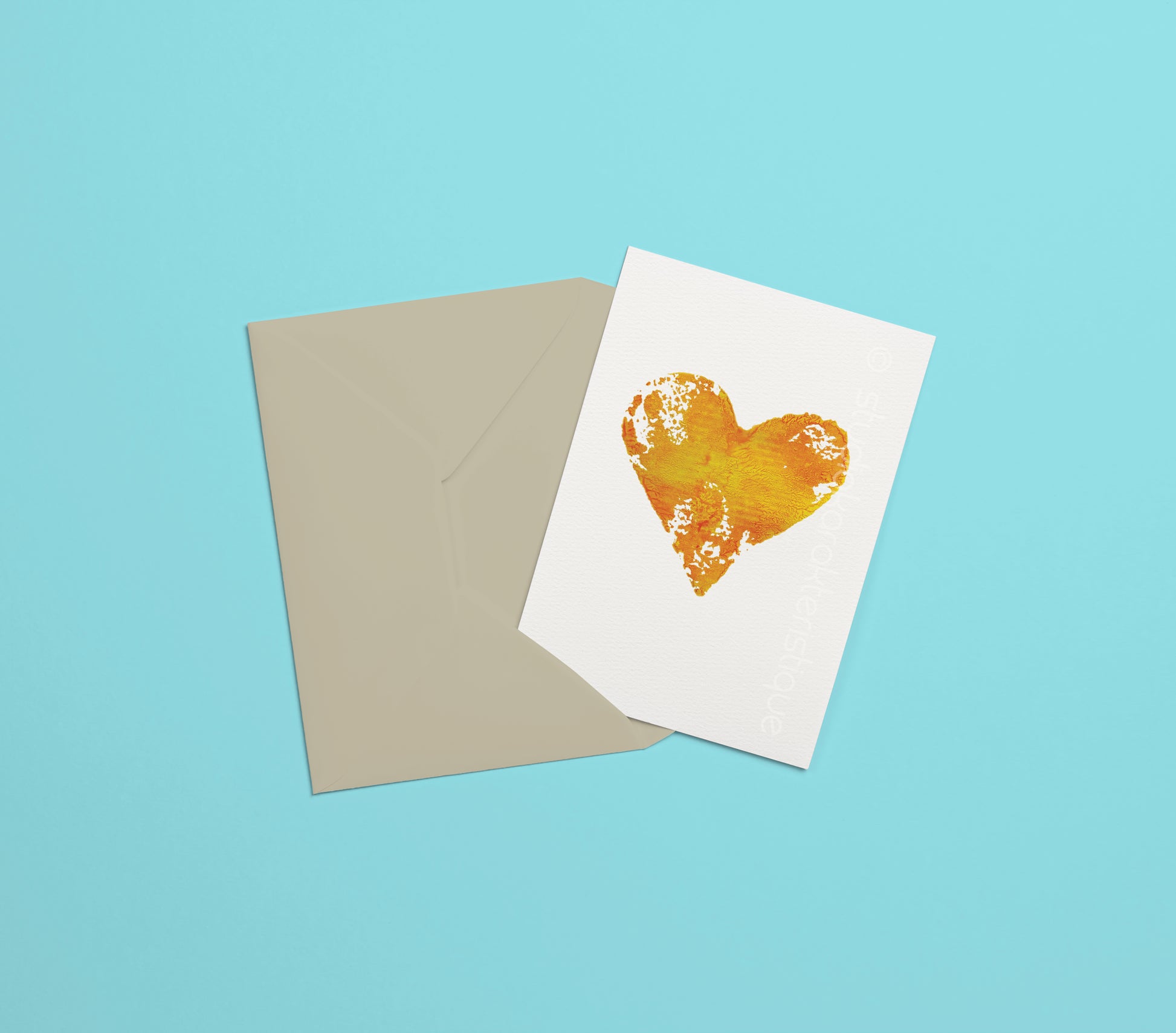Geel hart met envelop - A5-print - Studio Karakteristique