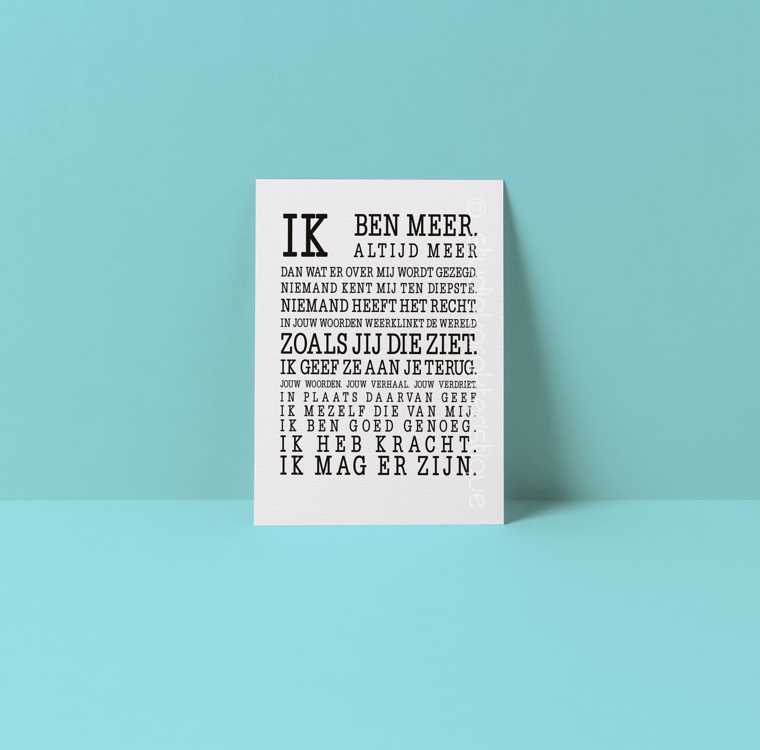 Ik ben meer dan wat er over mij wordt gezegd - A5-print - Studio Karakteristique