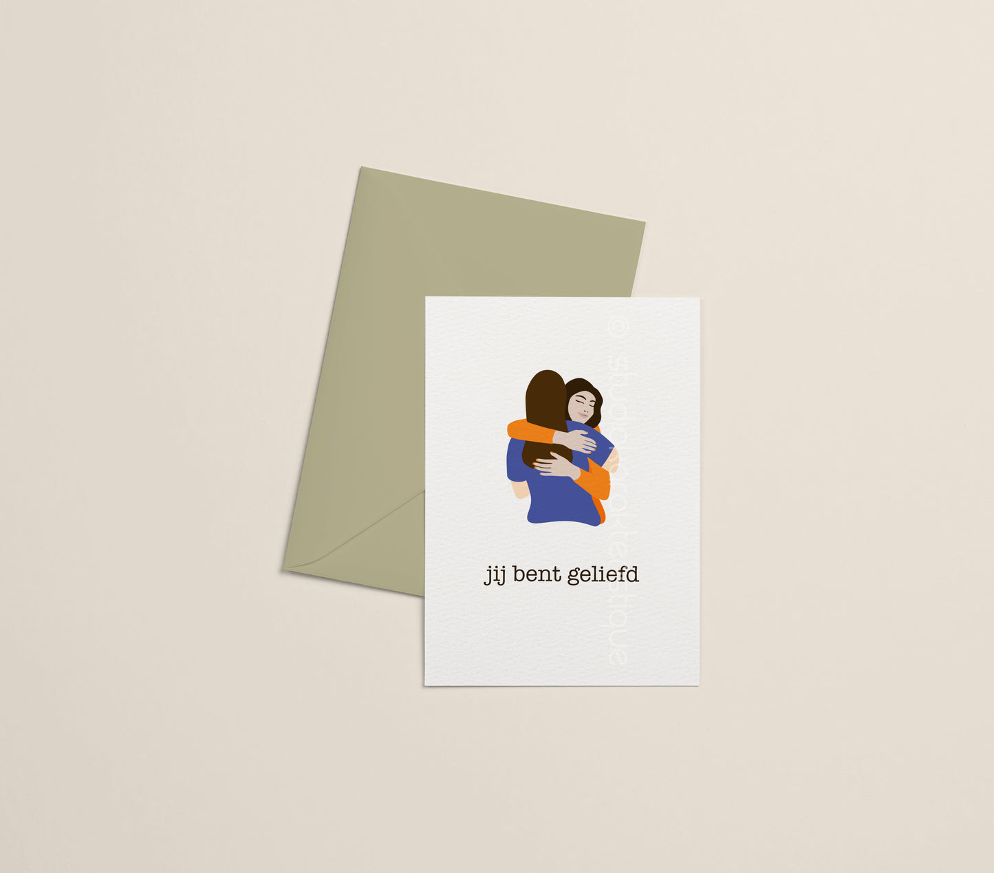 Jij bent geliefd - oranje & blauw - A5-print - met envelop - Studio Karakteristique