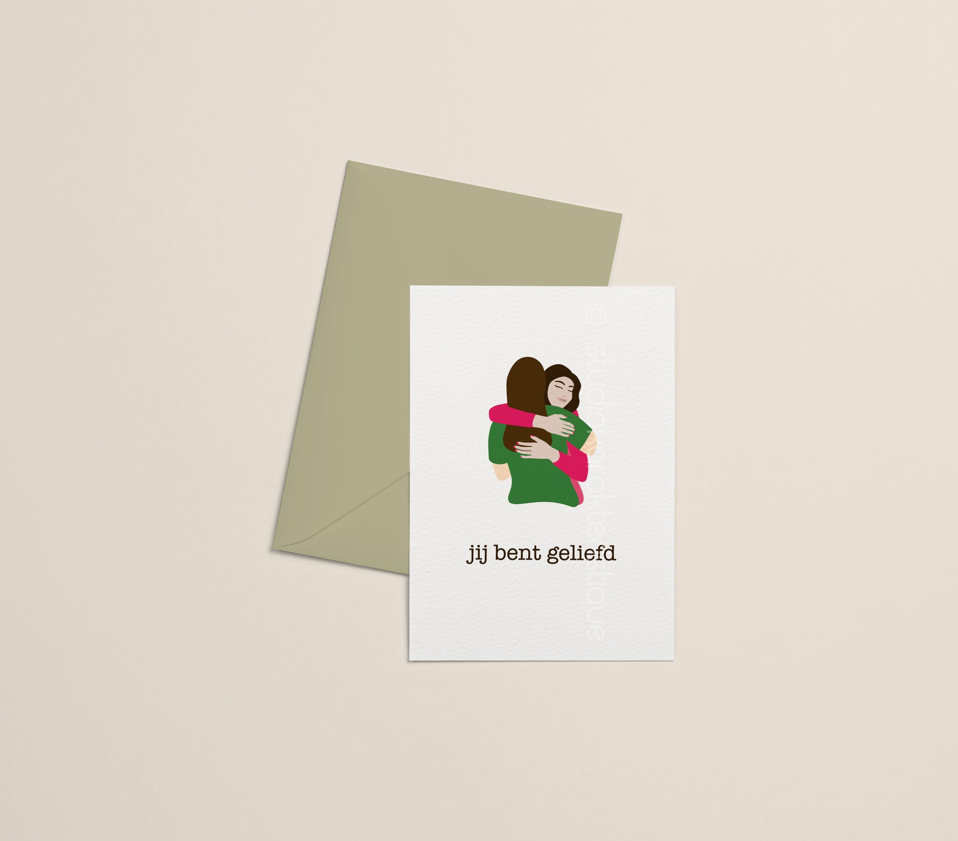 Jij bent geliefd - roze & groen - A5-print - Studio Karakteristique