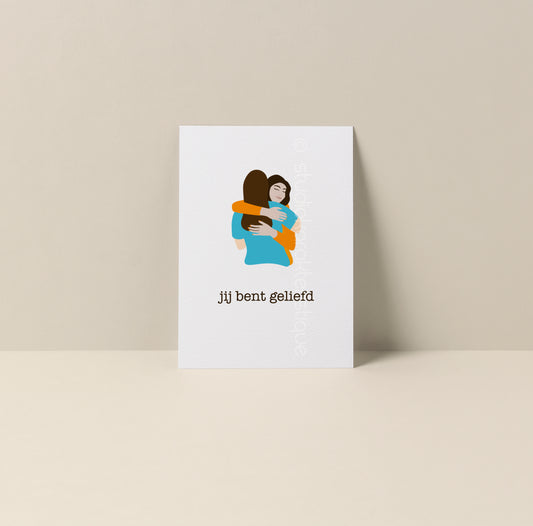 Jij bent geliefd - turquoise & oranje - A5-print - Studio Karakteristique
