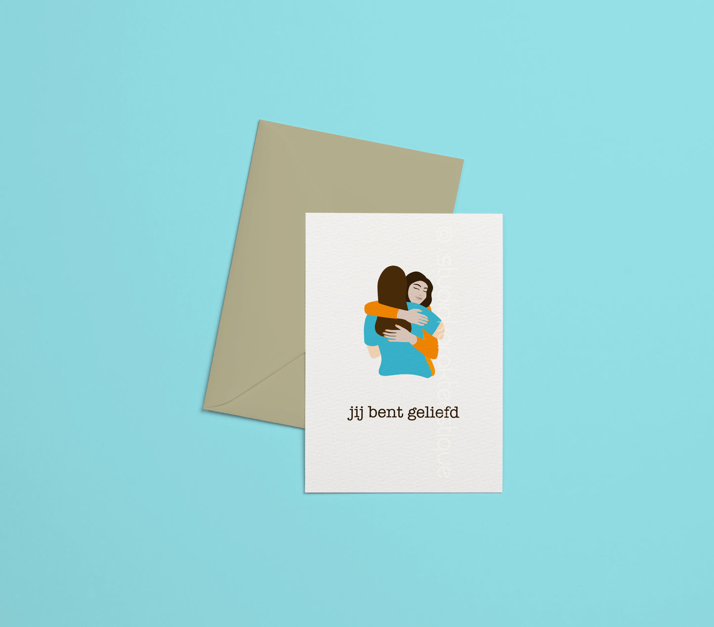 Jij bent geliefd - turquoise & oranje - A5-print - Studio Karakteristique