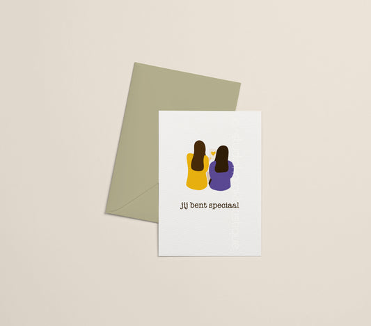 Jij bent speciaal - geel & paars - A5-print - met envelop - Studio Karakteristique