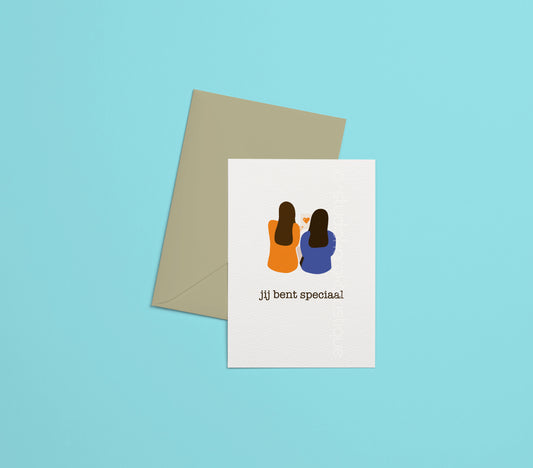 Jij bent speciaal - oranje & blauw - A5-print - met envelop - Studio Karakteristique
