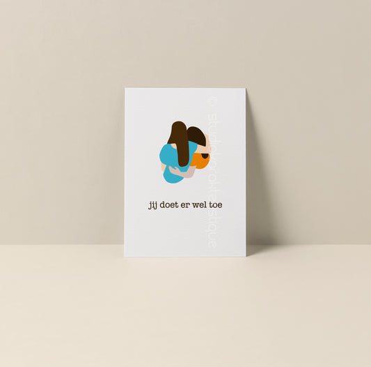 Jij doet er wel toe - turquoise & oranje - A5-print - Studio Karakteristique