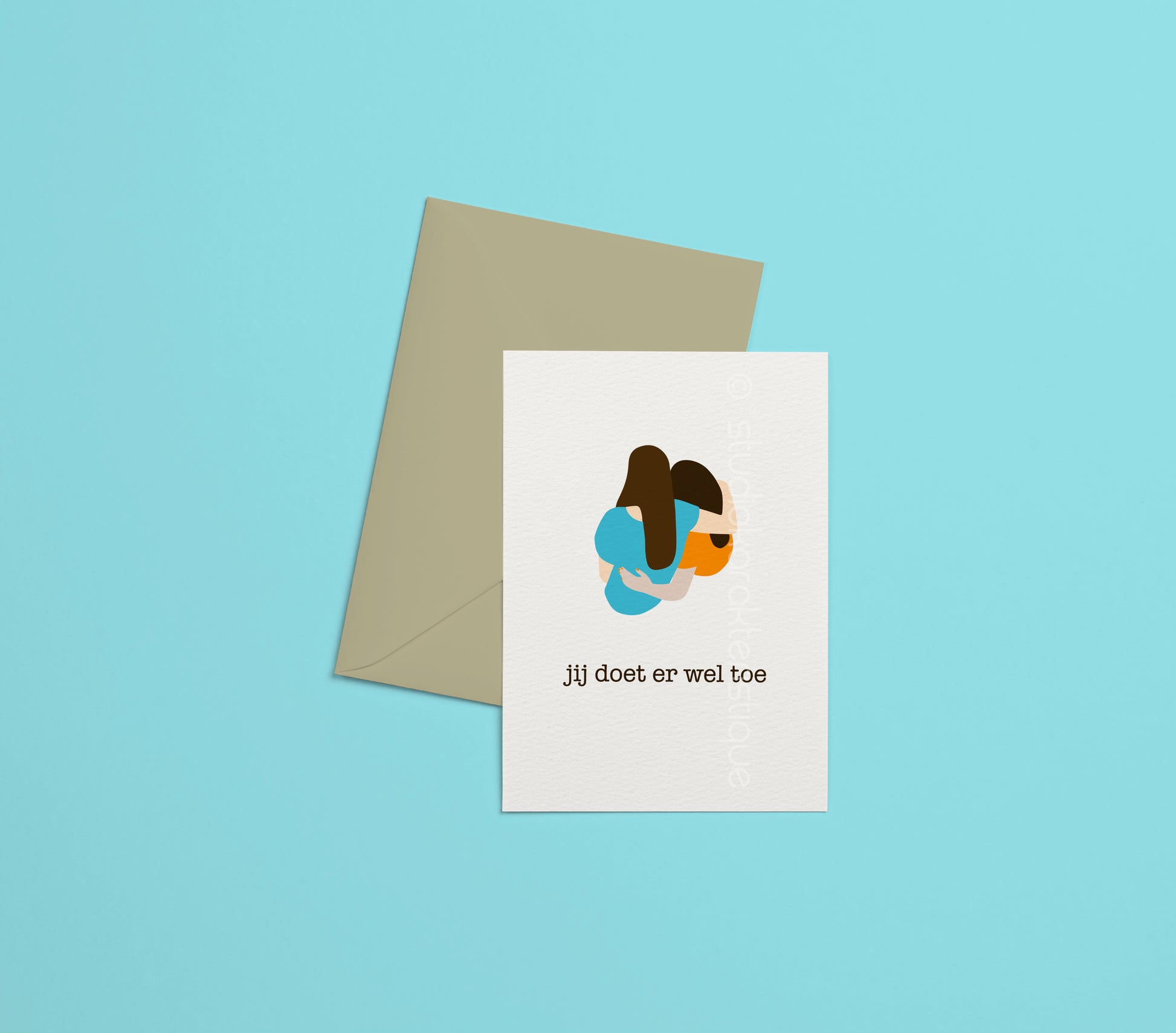 Jij doet er wel toe - turquoise & oranje - A5-print - Studio Karakteristique