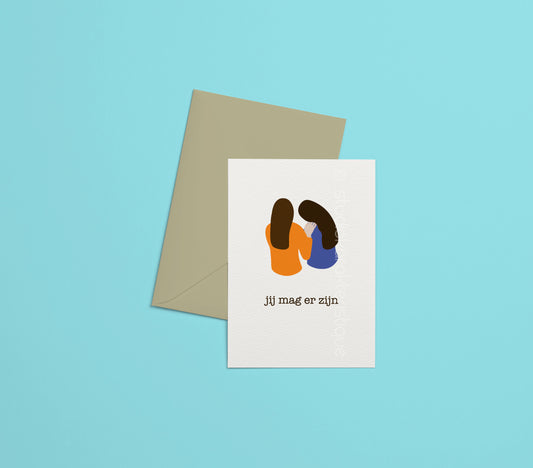 Jij mag er zijn - oranje & blauw - A5-print - met envelop - Studio Karakteristique