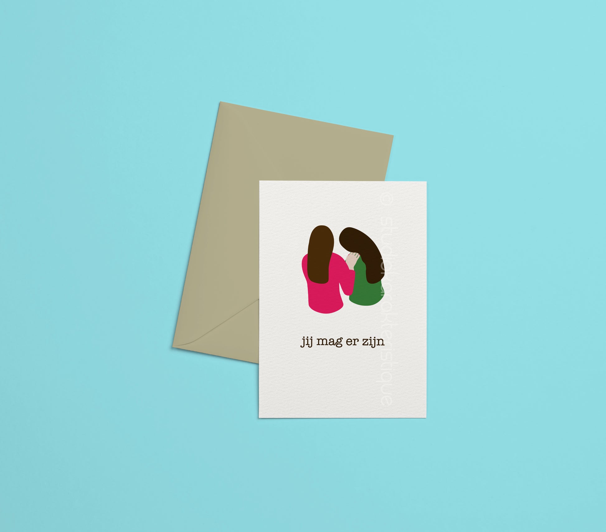 Jij mag er zijn - roze & groen - A5-print - met envelop - Studio Karakteristique