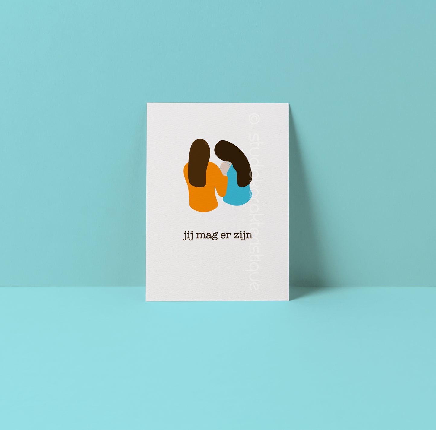 Jij mag er zijn - turquoise & oranje - A5-print - Studio Karakteristique