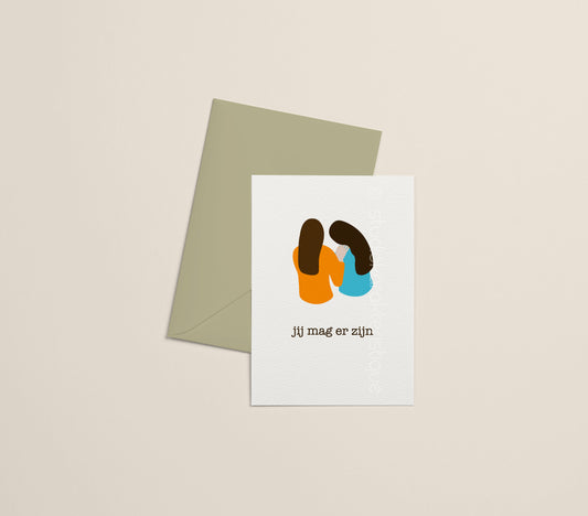 Jij mag er zijn - turquoise & oranje - A5-print - met envelop - Studio Karakteristique