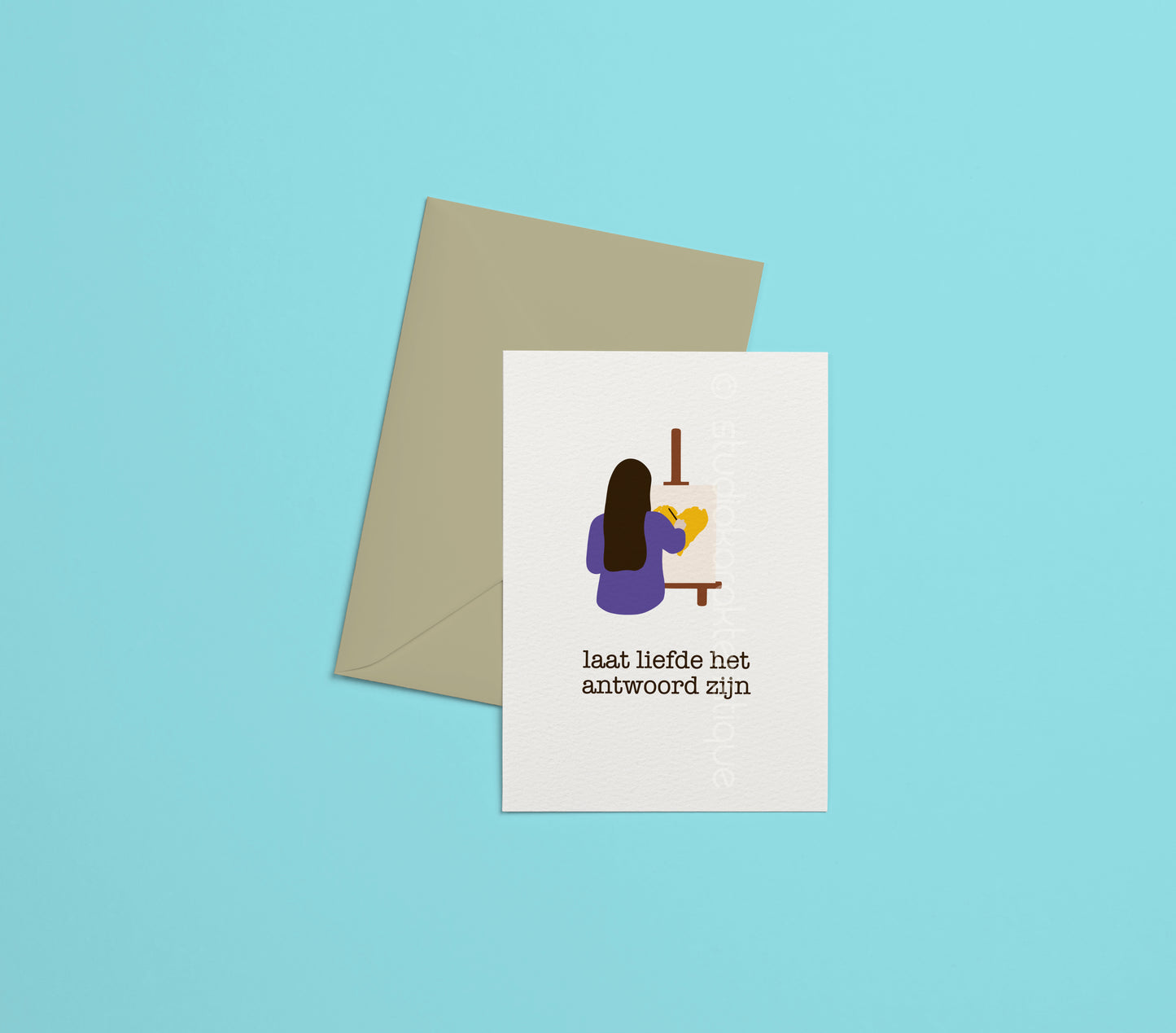Laat liefde het antwoord zijn - geel & paars - A5-print - met envelop - Studio Karakteristique
