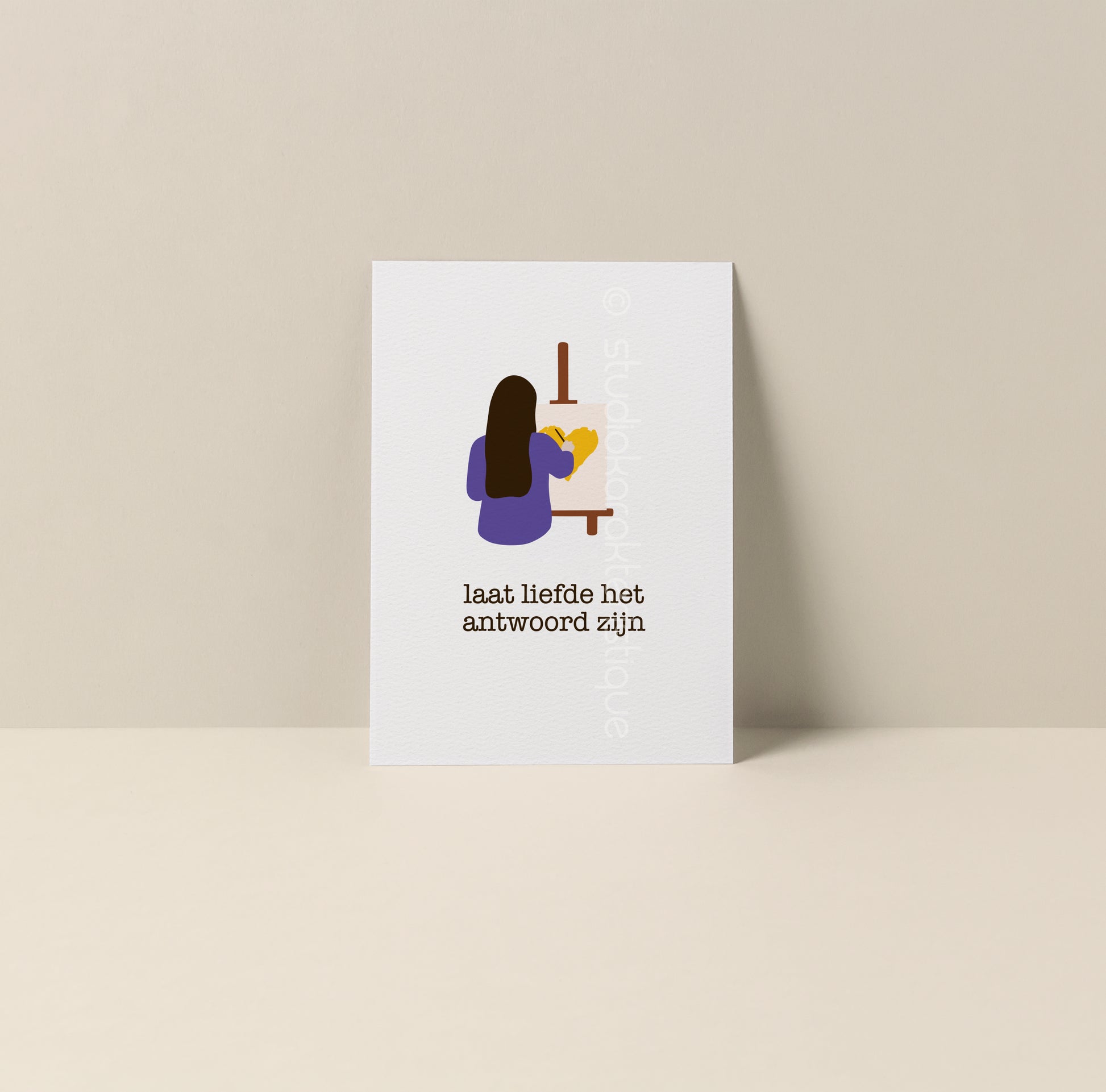 Laat liefde het antwoord zijn - geel & paars - A5-print - Studio Karakteristique