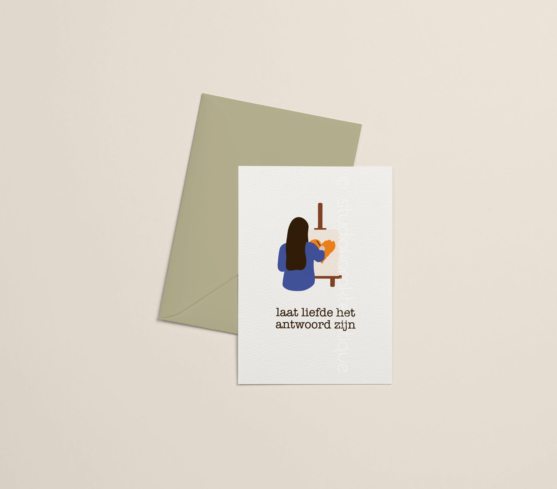 Laat liefde het antwoord zijn - oranje & blauw - A5-print - met envelop - Studio Karakteristique