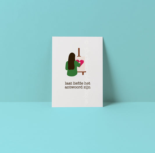 Laat liefde het antwoord zijn - roze & groen - A5-print - Studio Karakteristique