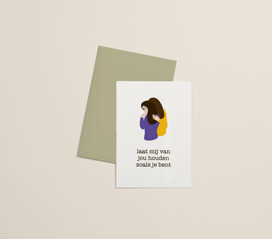 Laat mij van jou houden - geel & paars - A5-print - met envelop - Studio Karakteristique