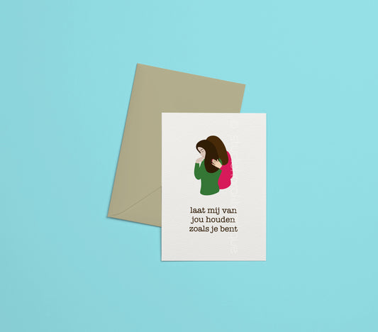 Laat mij van jou houden - roze & groen - A5-print - met envelop - Studio Karakteristique
