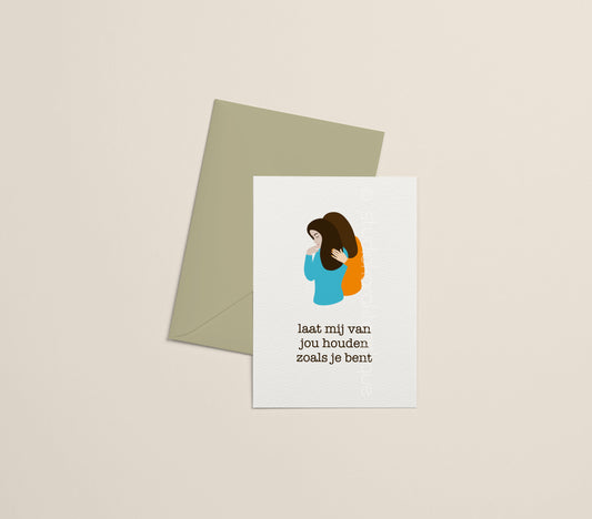 Laat mij van jou houden - turquoise & oranje - A5-print - met envelop - Studio Karakteristique