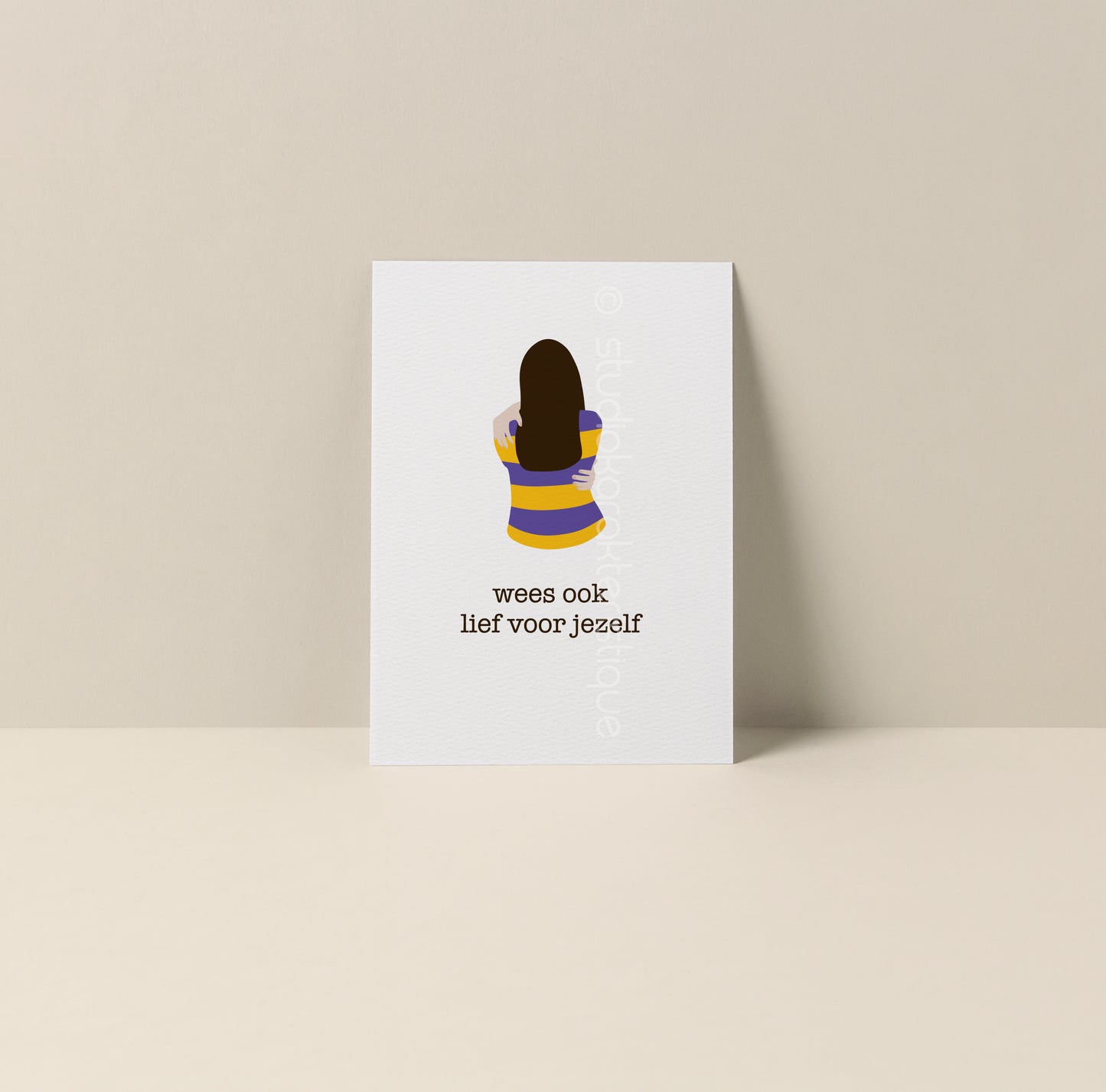 Wees lief voor jezelf - geel & paars - A5-print - Studio Karakteristique