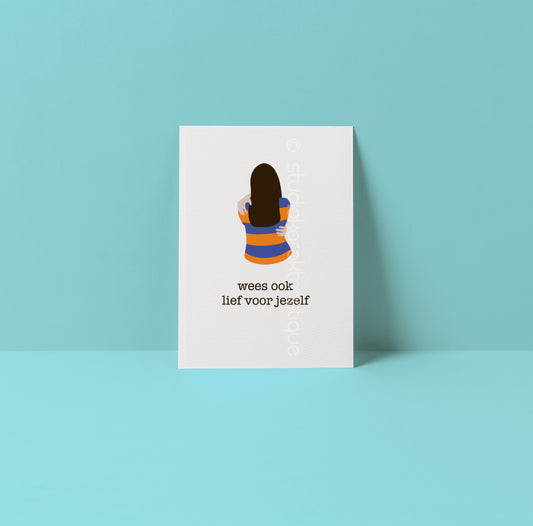 Wees ook lief voor jezelf - oranje & blauw - A5-print - Studio Karakteristique
