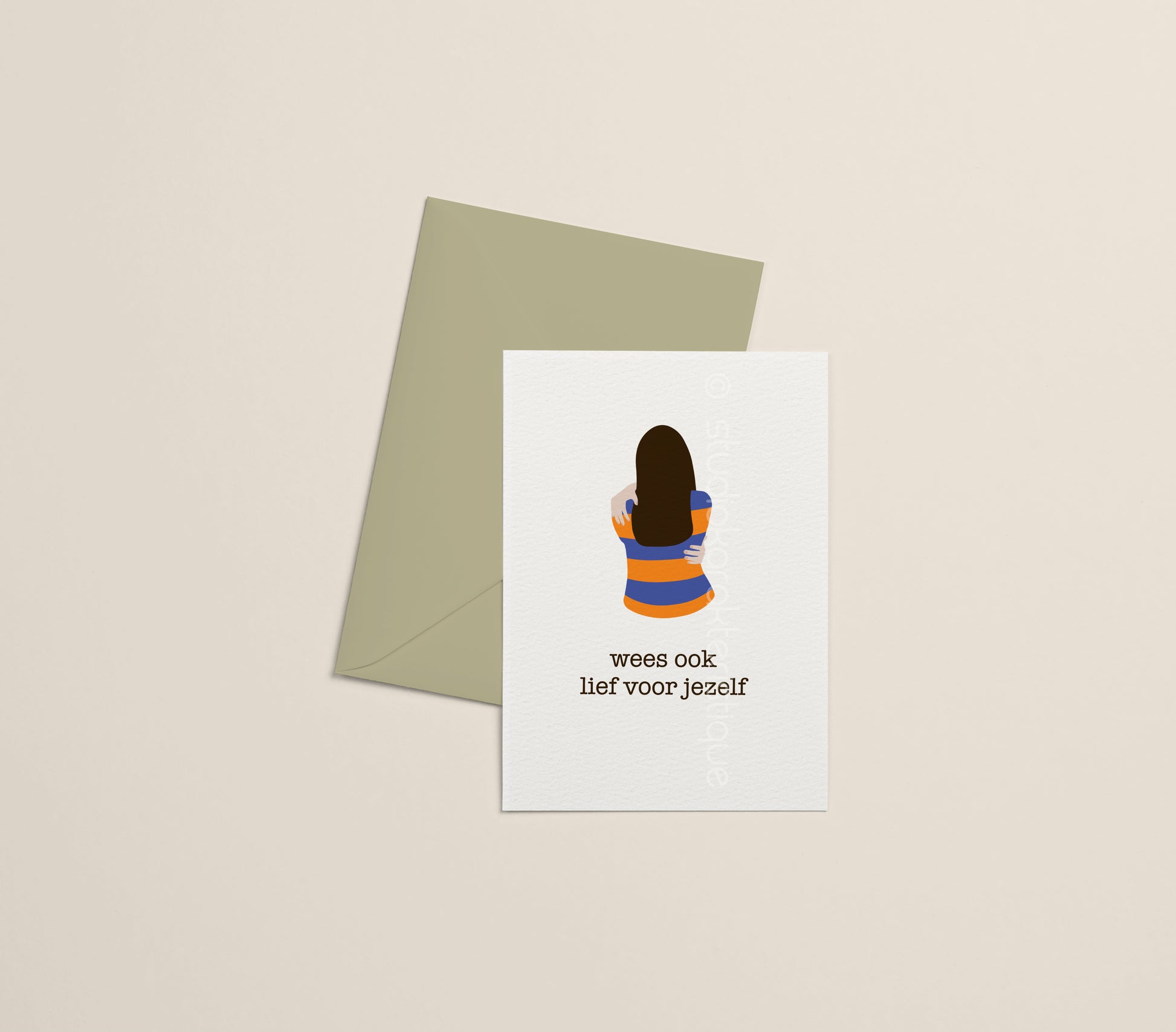 Wees ook lief voor jezelf - oranje & blauw - A5-print - Studio Karakteristique